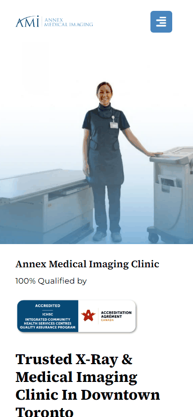 Annex Medical Imaging live website — mobile view