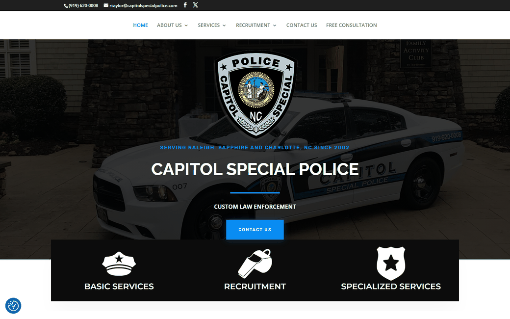 Capitol Special Police live website — desktop view