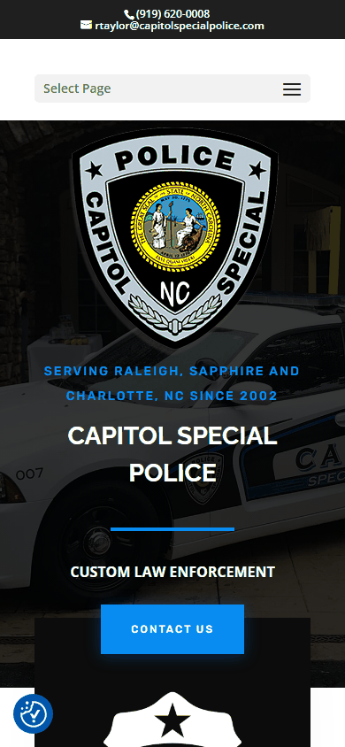 Capitol Special Police live website — mobile view
