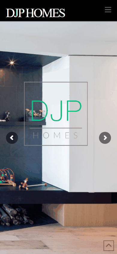 DJP Homes live website — mobile view