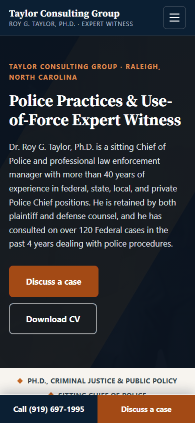 Taylor Consulting Group live website — mobile view